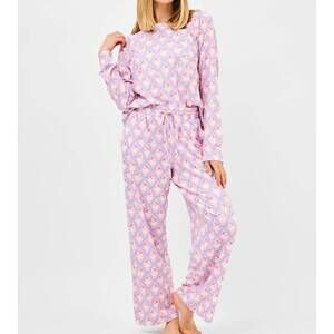 NEW MARY SQUARE annie annie santa baby bows pajama set in pink